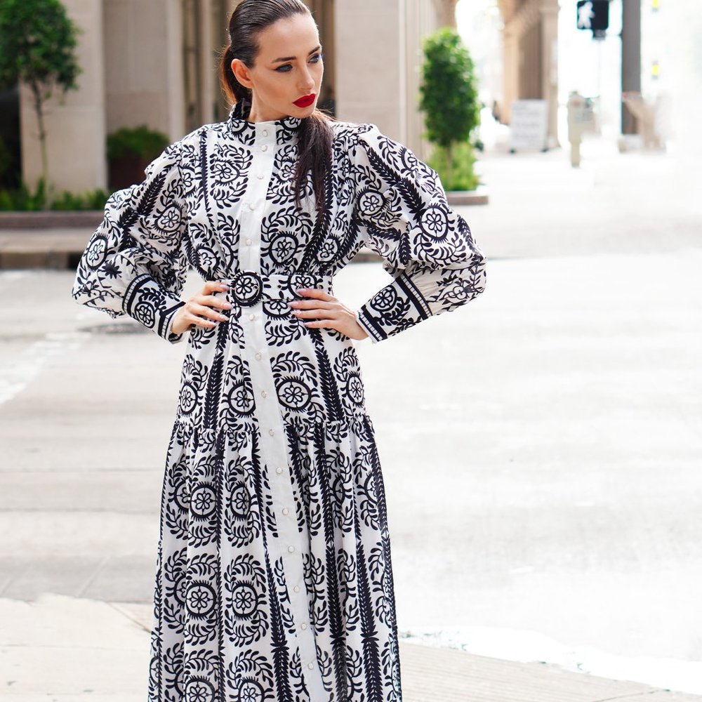 Black & White embroidered style dress